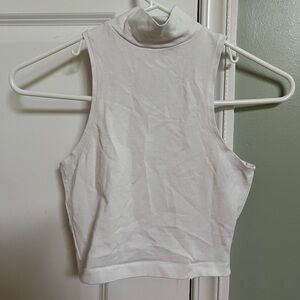 size 2 asos white mock neck cropped sleeveless tank top